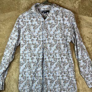 Cremieux Classics Mens Shirt Long Sleeves Button Up Paisley Print Blue Small